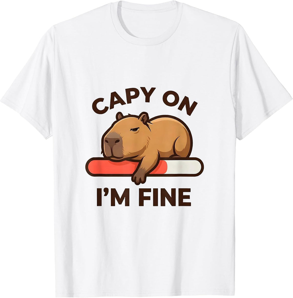 Men's capy on, i'm fine Funny Capybara Gamer Kawaii Humor T-Shirt - White