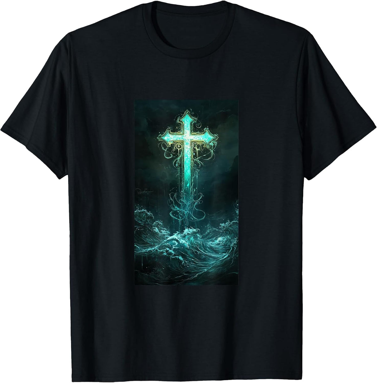 Gothic Cross Grunge Aesthetic Y2k Goth Christian T-Shirt - Black