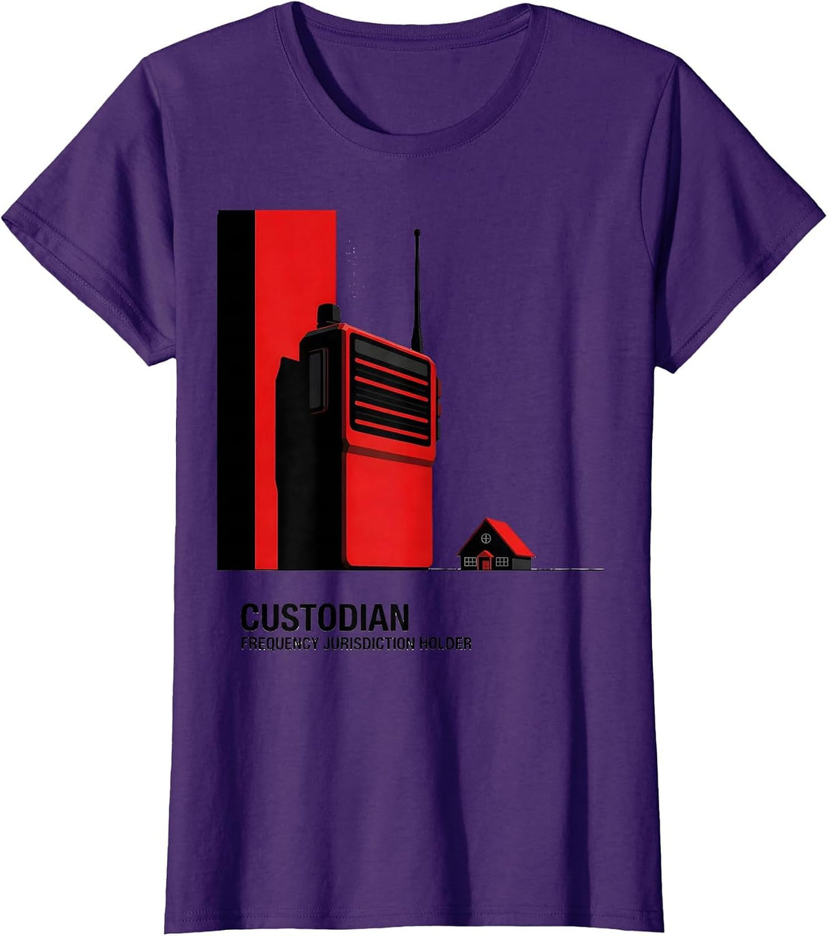 Women's Custodian: Frequency Jurisdiction Holder Funny School Staff T-Shirt - Purple