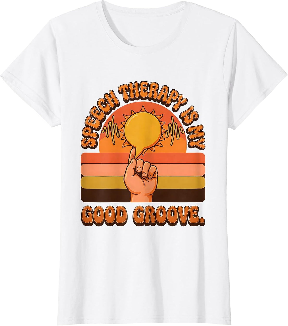 Women's Speech Therapy Is My Good Groove Retro Funny SLP Therapist T-Shirt - White