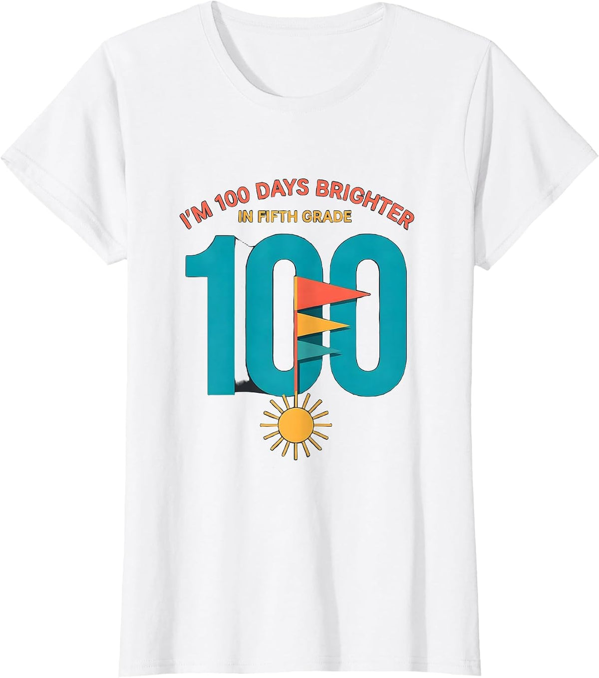 Women's I'm 100 Days Brighter In Fifth Grade Retro 100th Day T-Shirt - White