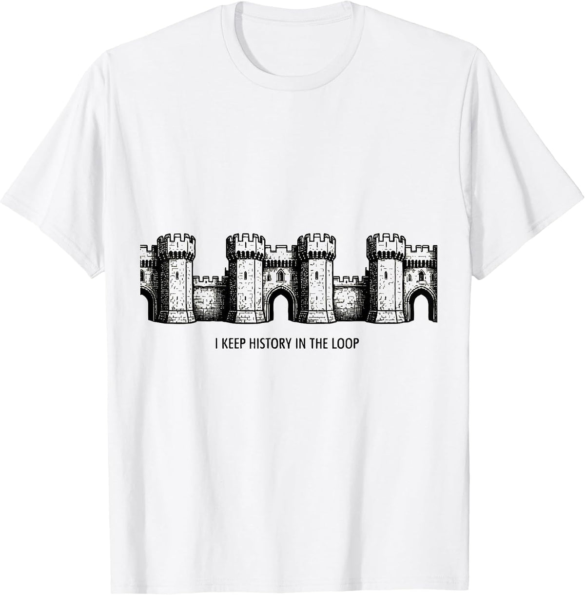 Men's I Keep History In The Loop Funny History Teacher History T-Shirt - White