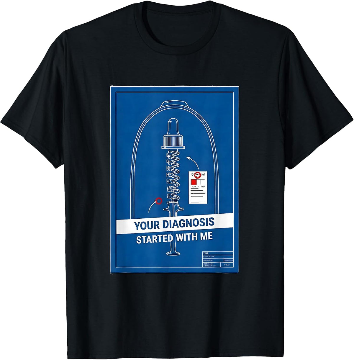 Men's Your Diagnosis Started With Me Technical Blueprint Lab Tech T-Shirt - Black