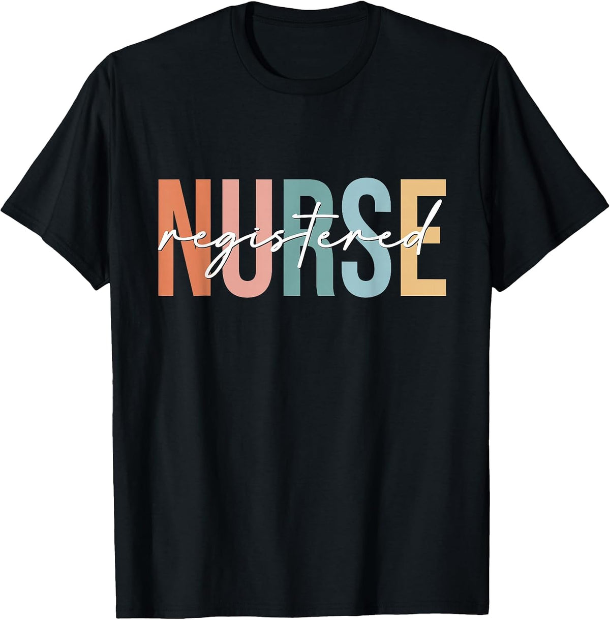 Boho Retro Vintage Registered Nurse Stethoscope Nursing T-Shirt - Black