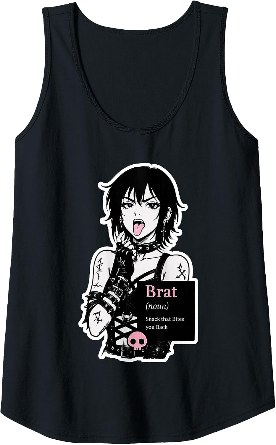 Brat Goth Girl Snack That Bites Back Alt Anime Punk Original Tank Top - Black