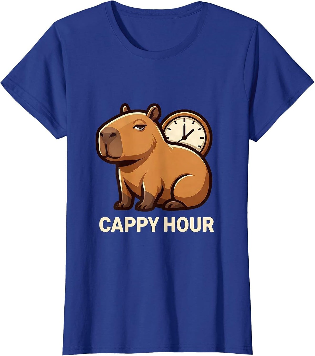 Women's Cappy Hour Funny Capybara Meme Animal Humor T-Shirt - Royal Blue
