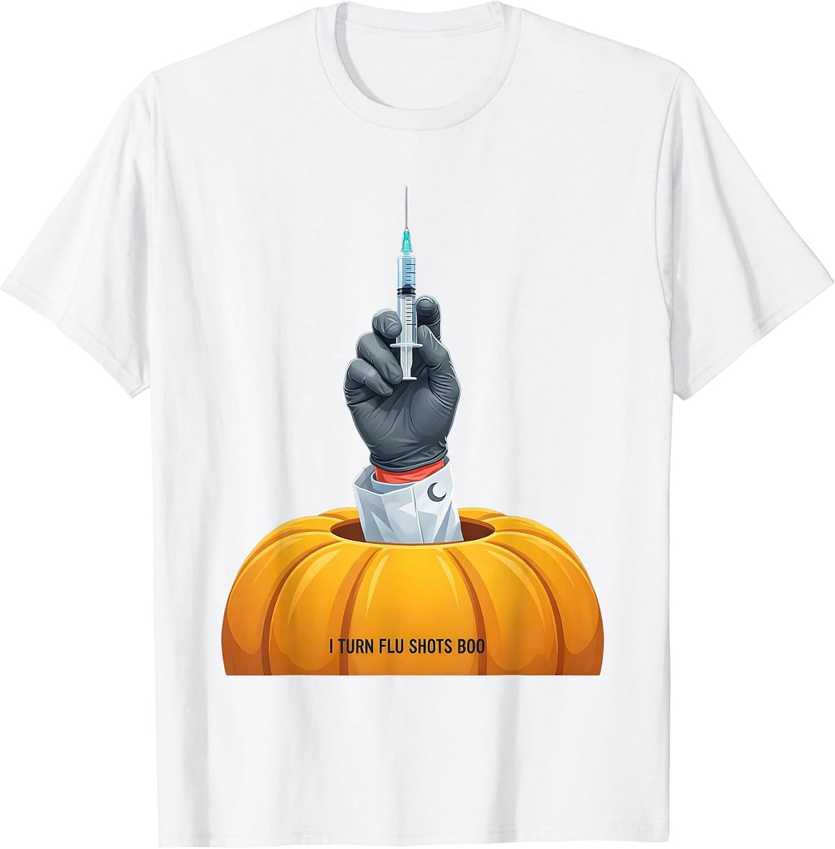 Men's I Turn Flu Shots Boo Funny Nurse Ghost Halloween Vaccine T-Shirt - White