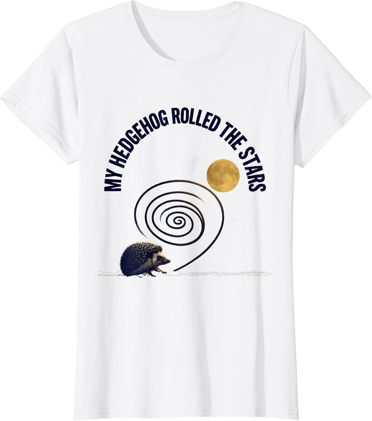 My Hedgehog Rolled The Stars Funny Van Gogh Art Parody Cat T-Shirt - White