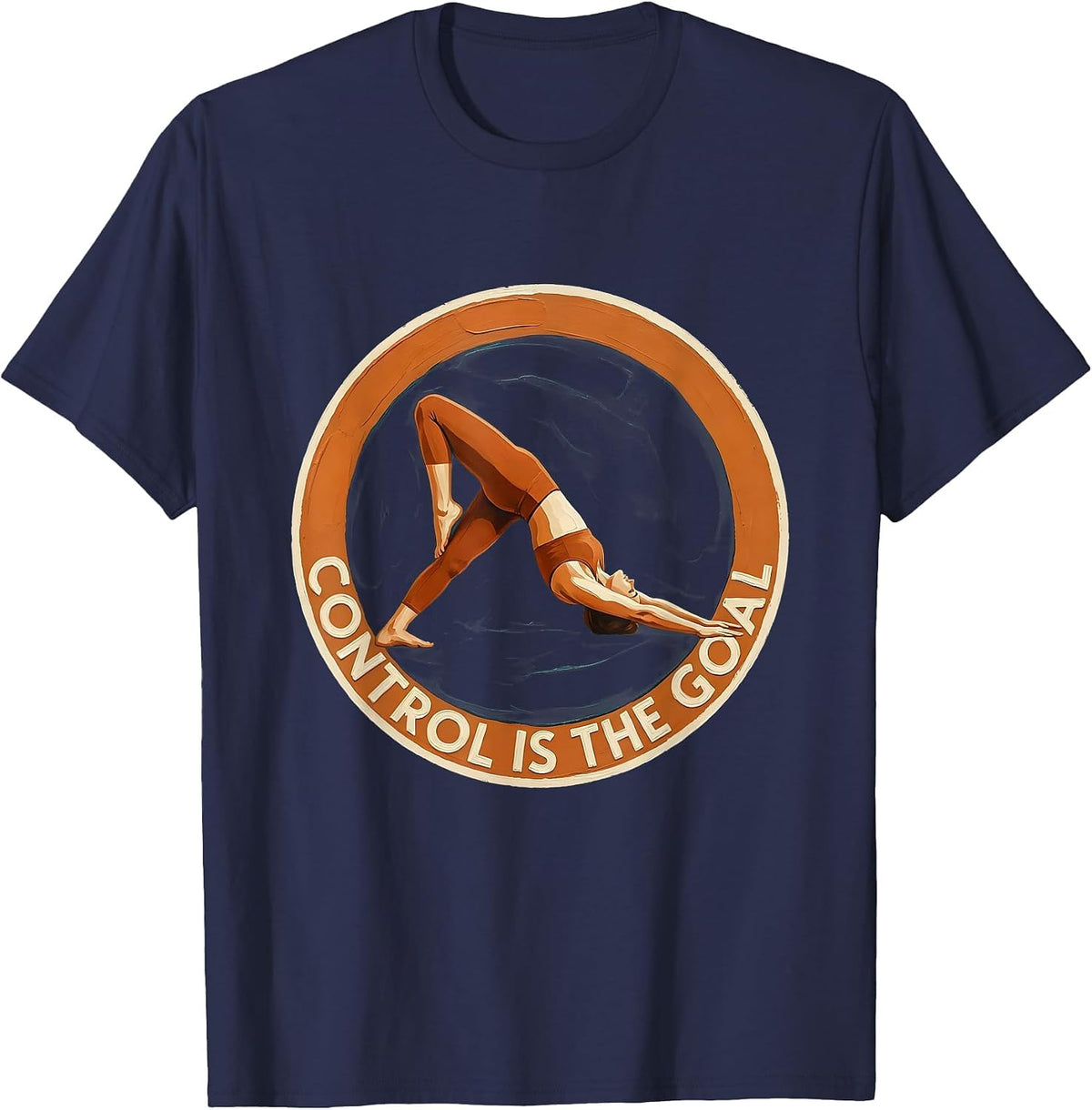 Men's Control Is the Goal Pilates Graphic Design T-Shirt - Navy Blue