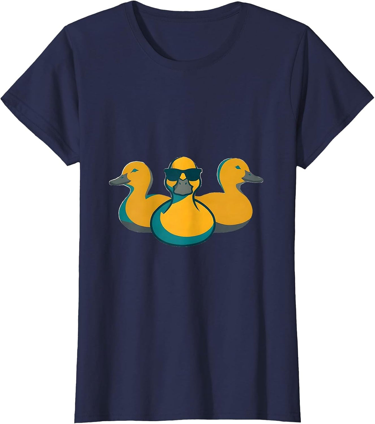 Women's Sunglasses Duck Flat Vector Funny Animal Lover Gift T-Shirt - Navy Blue