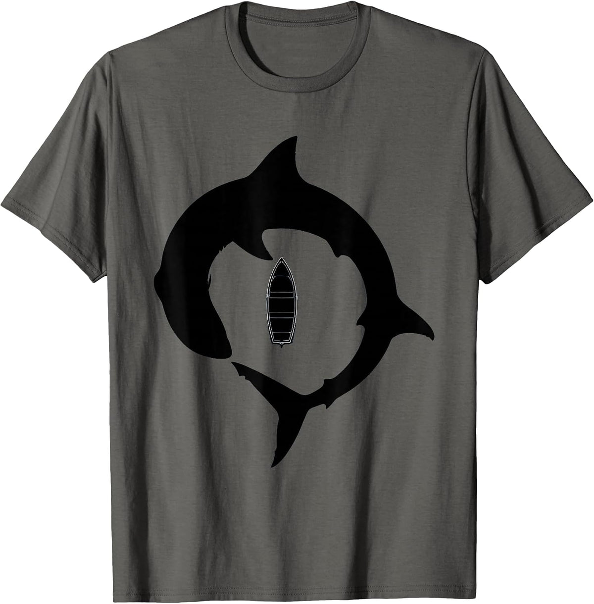 Men's Shark Beneath the Rowboat Sailor Graphic T-Shirt - Asphalt Grey