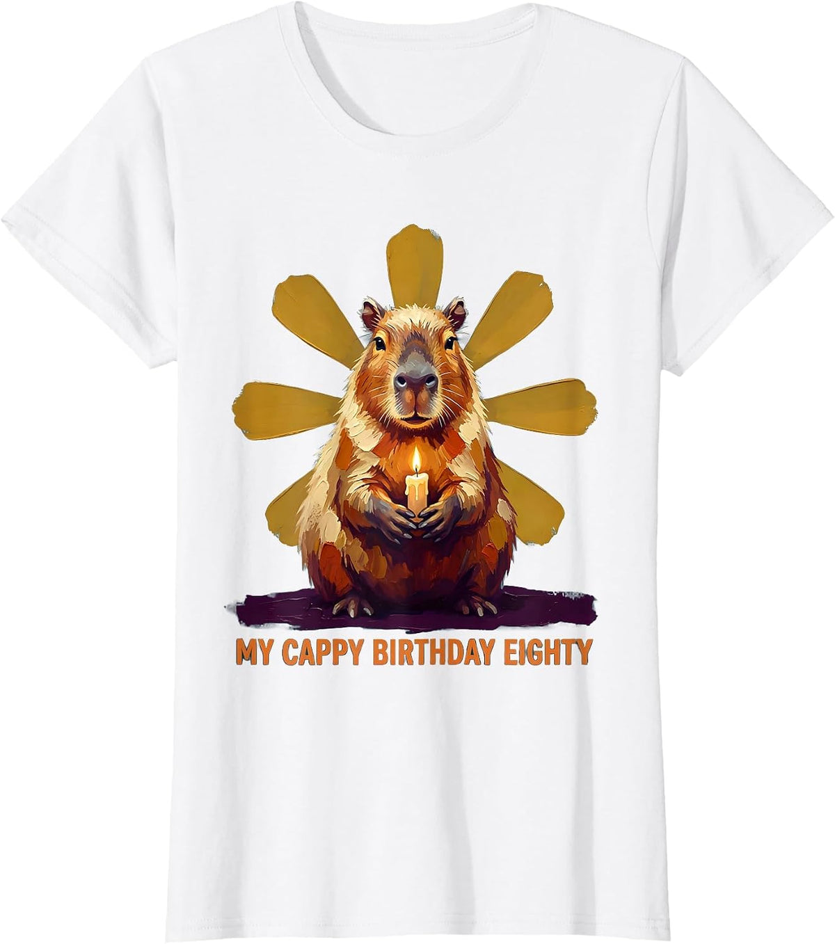Women's My Cappy Birthday Eighty Kawaii Capybara Birthday Gift T-Shirt - White