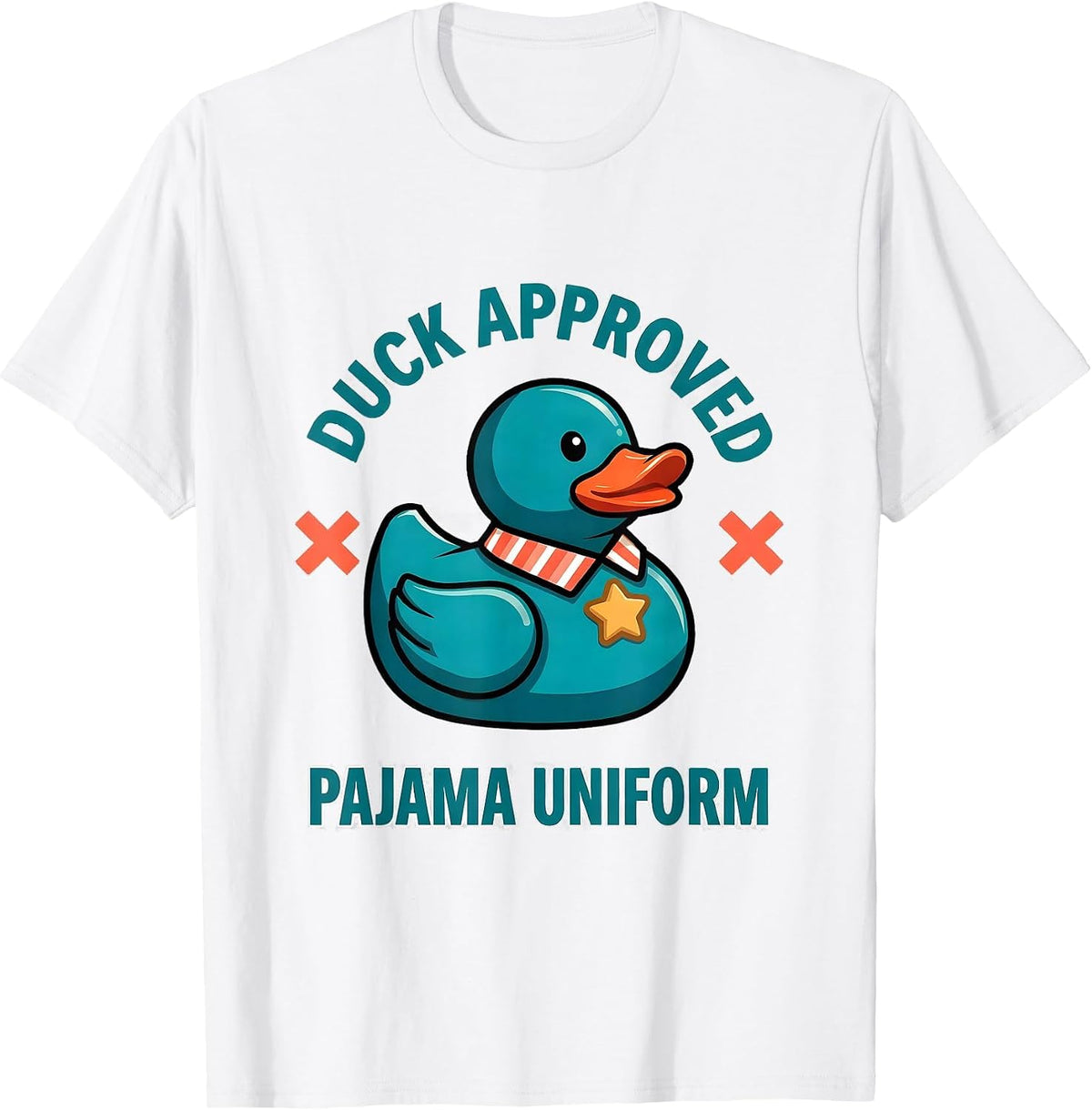 Men's Duck Approved Pajama Uniform Funny Christmas Duck Lover T-Shirt - White