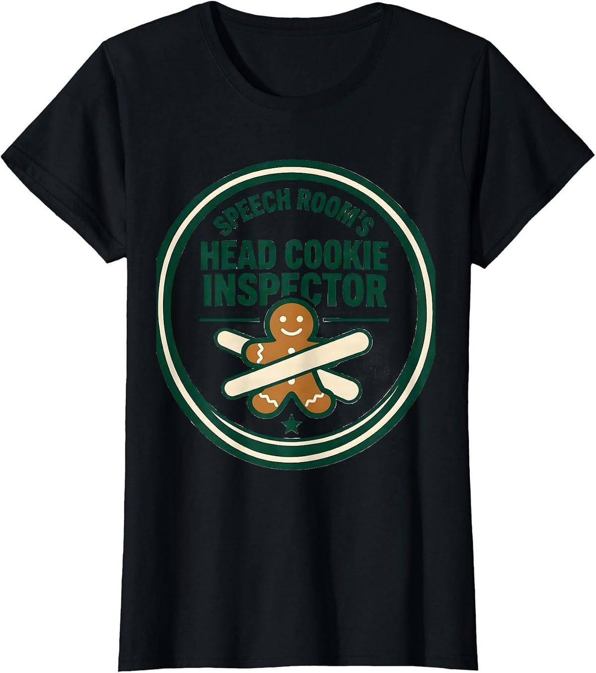 Women's Speech Room's Head Cookie Inspector Funny Speech Therapist T-Shirt - Black