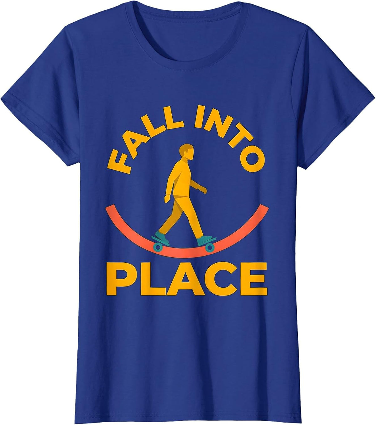 Women's Fall Into Place Physical Therapist OT Gift Humor T-Shirt - Royal Blue