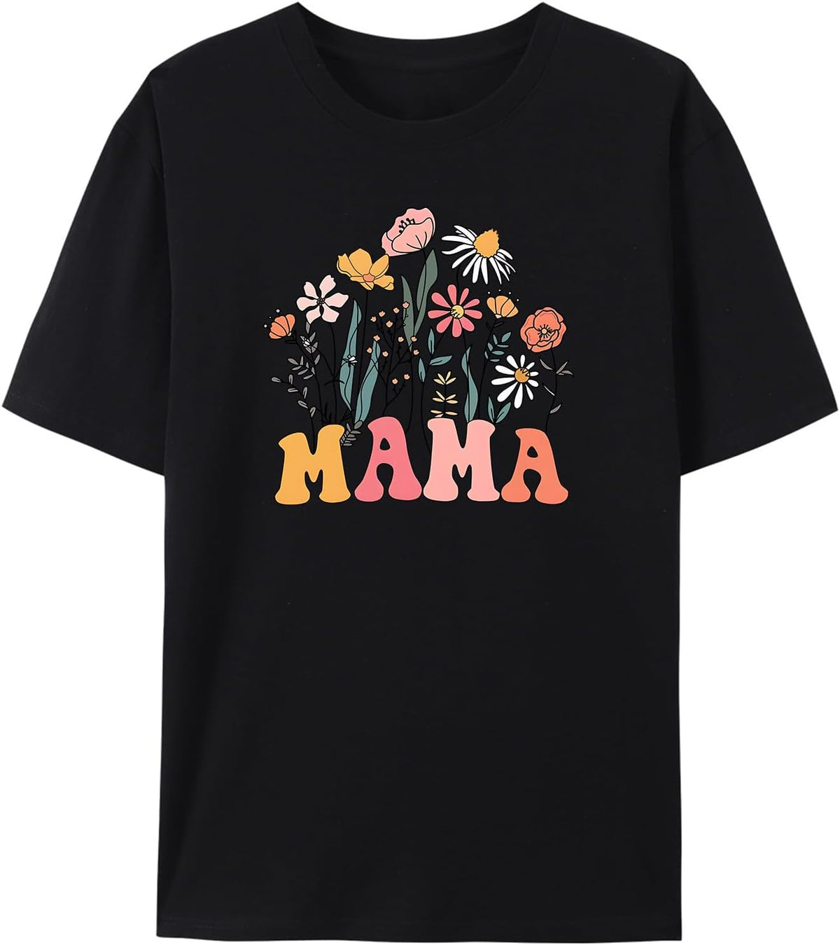 Mother's Day T-Shirts, 'Best Mom Ever' Mom & Child Cartoon, 100% Cotton for Motherhood Apparel - Black4