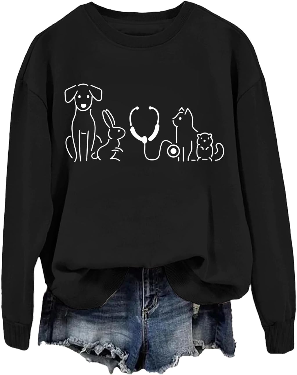 Veterinarian Sweatshirt Vet Tech Vet Med Sweatshirt - Crew Neck Black-1
