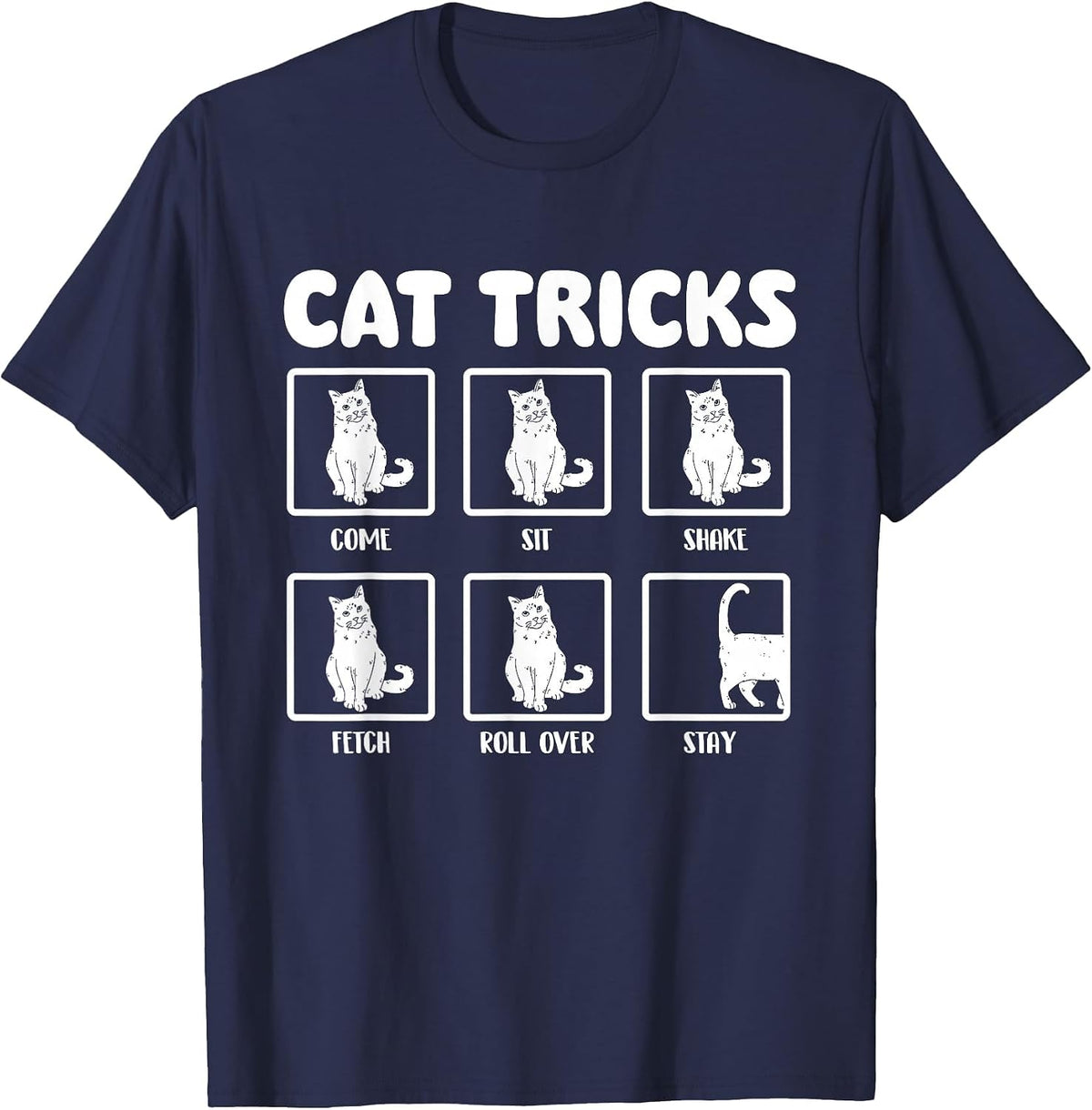 Cat Tricks - Cat Lover Kitten Owner Kitty T-Shirt - Navy Blue