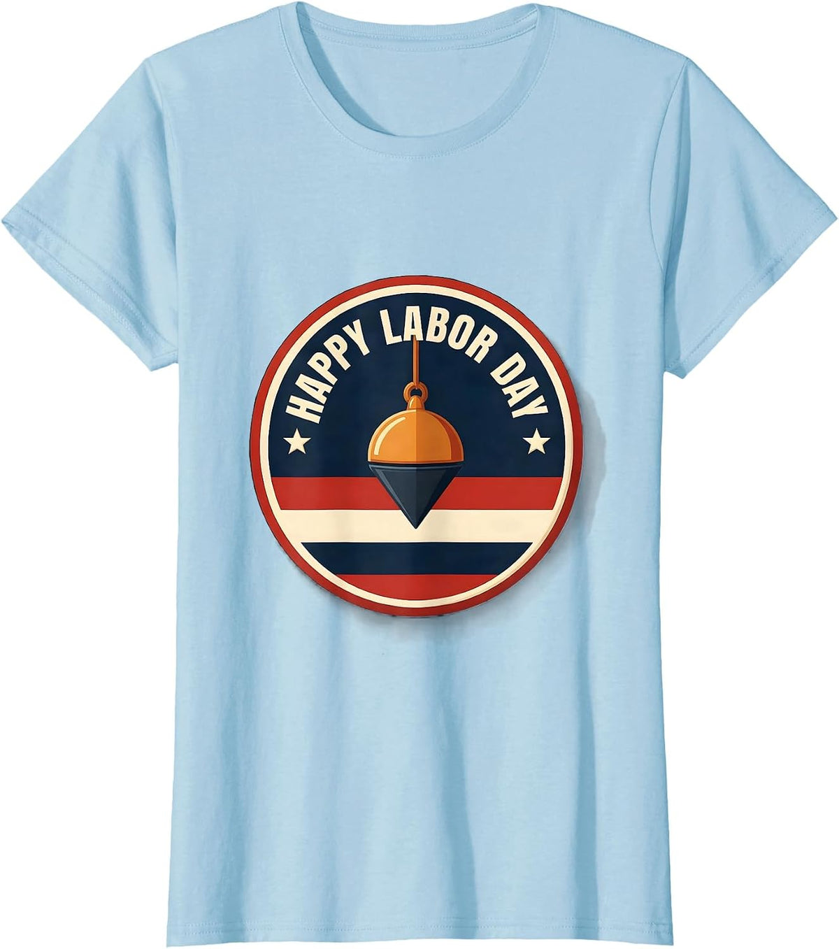 Happy Labor Day Patriotic Union Pride Emblem Worker Badge T-Shirt - Baby Blue