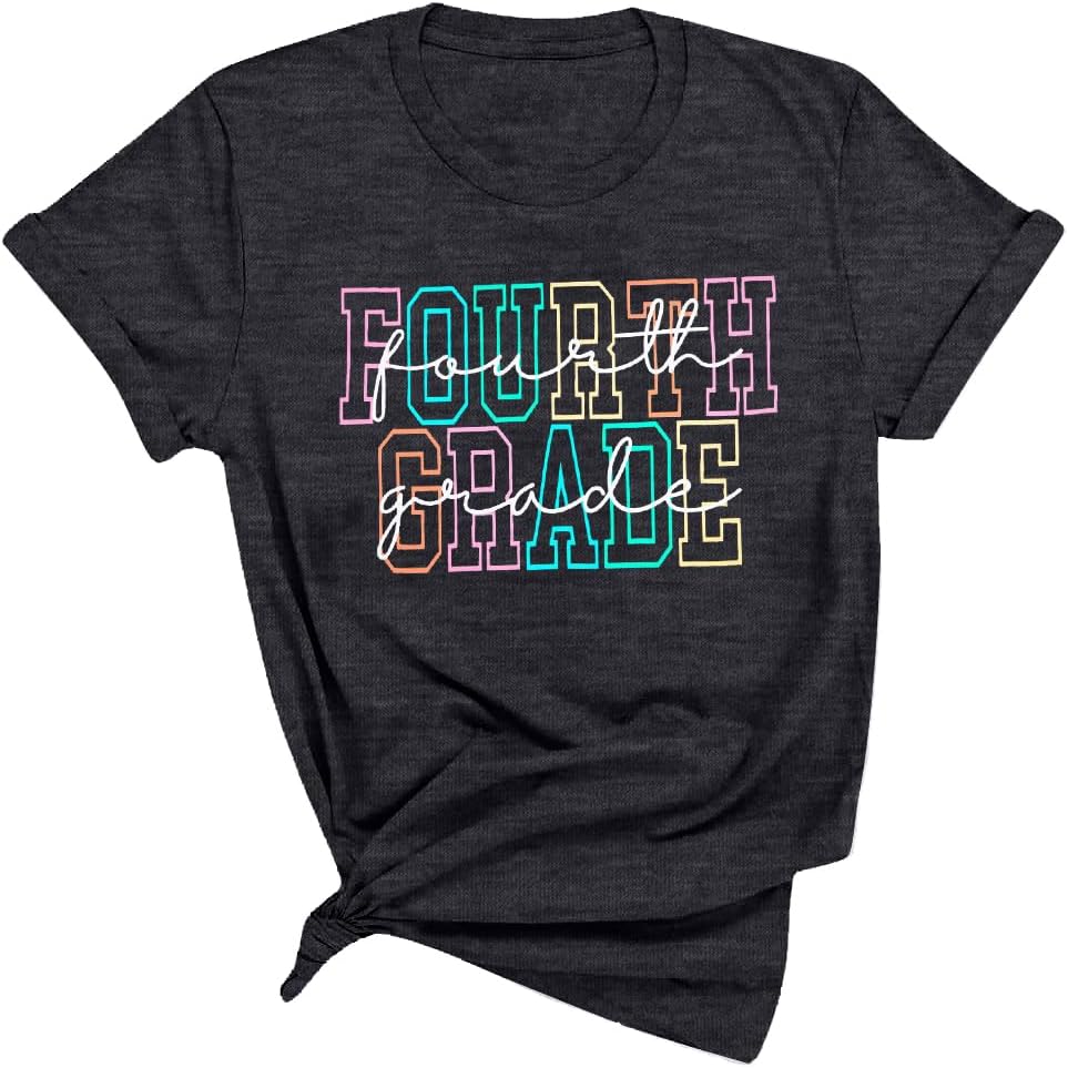 Teacher Shirt Women First Day of School T-Shirt Back to School Tshirts - Fourth Grade Grey