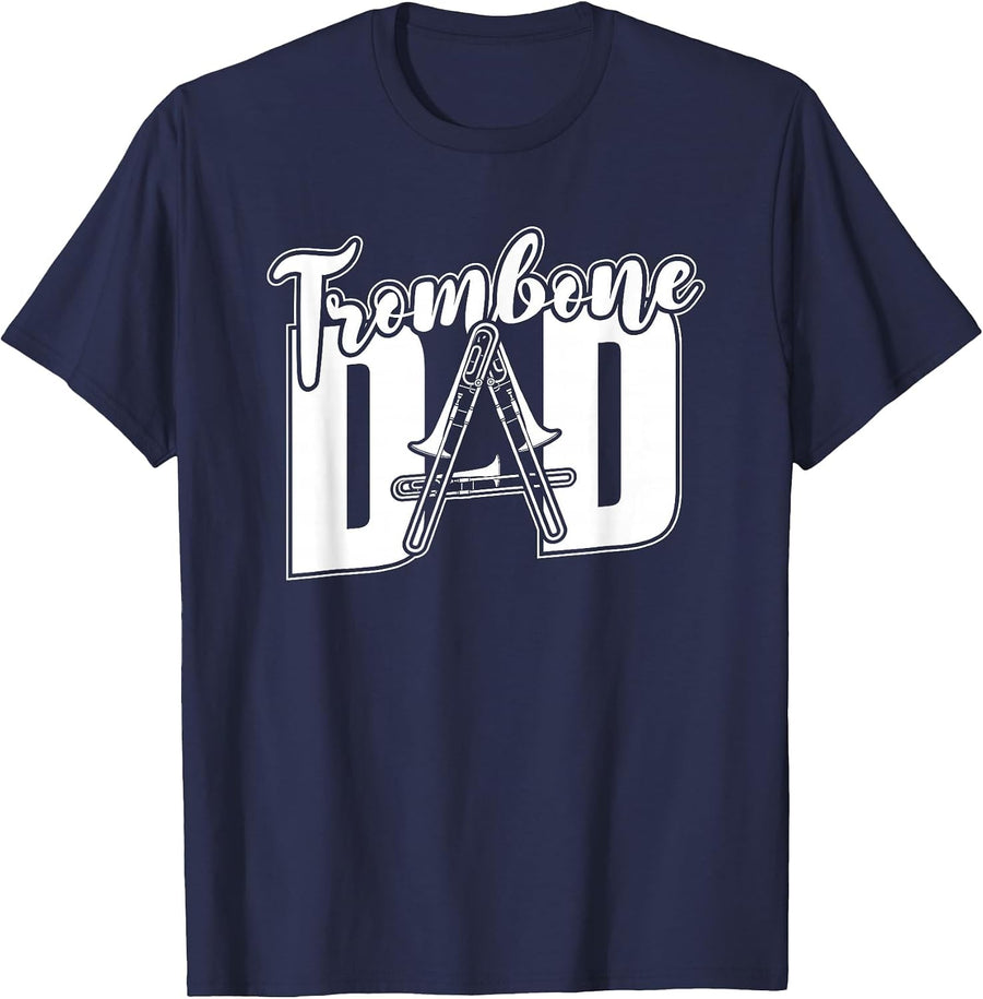 Trombonist Parade Marching Band Trombone - Trombone Dad T-Shirt - Navy Blue