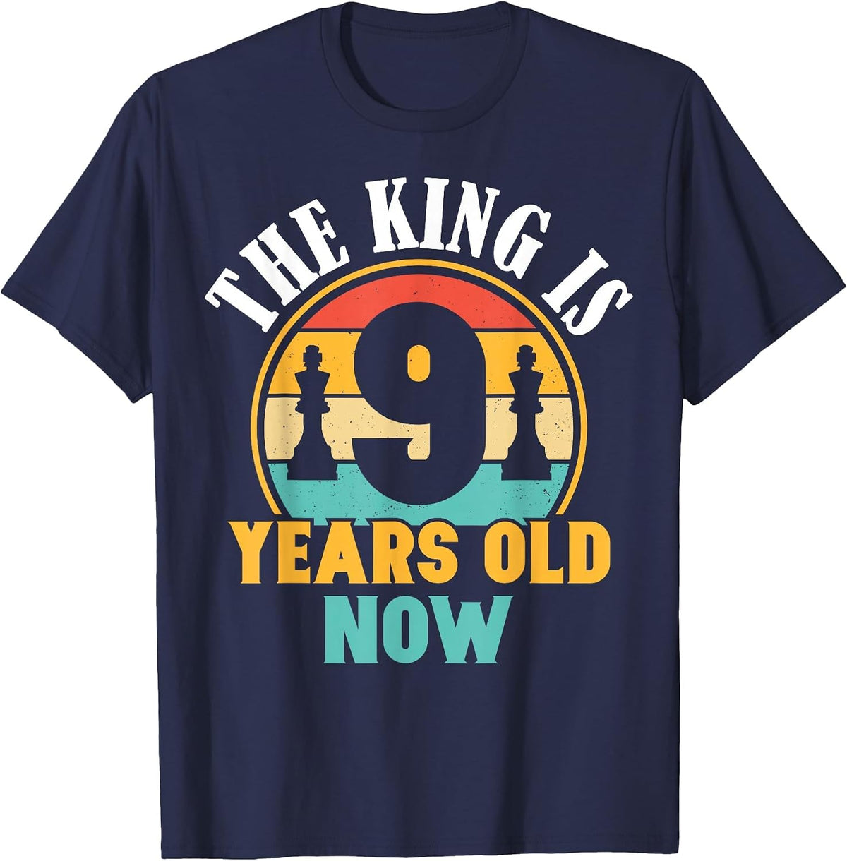 Chess Lover 9th Birthday Chess 9 Years Old Boy Birthday T-Shirt - Navy Blue