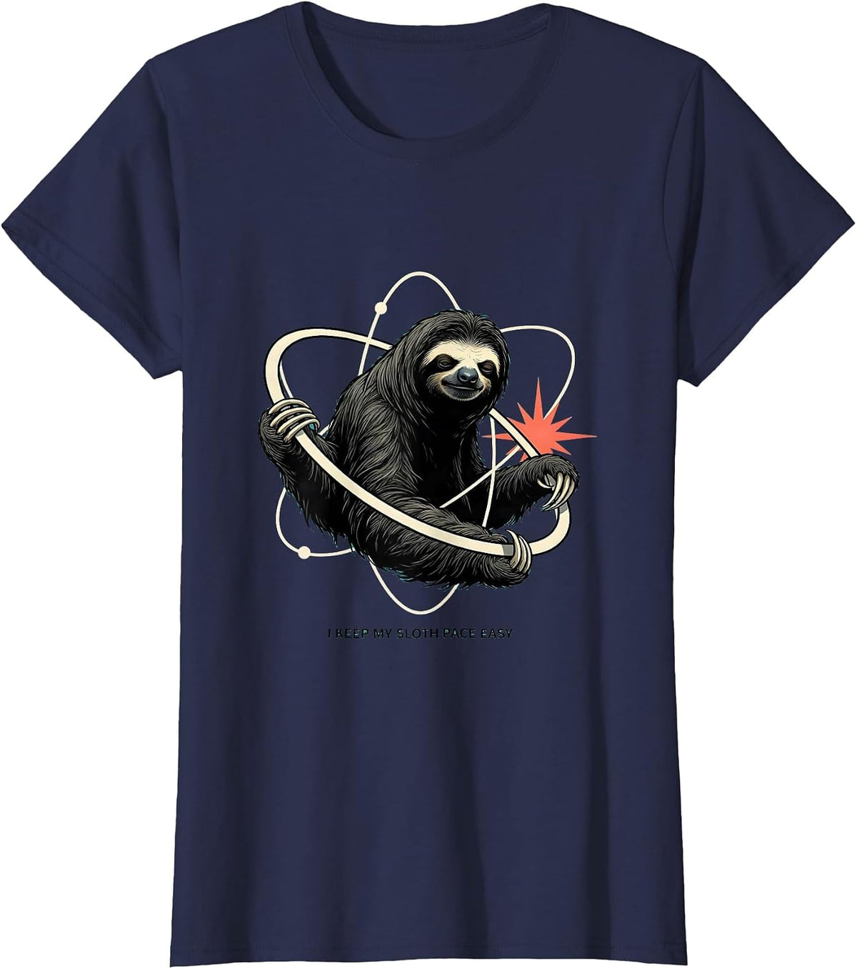 Women's I Keep My Sloth Pace Easy Funny Sloth Lover Gift T-Shirt - Navy Blue