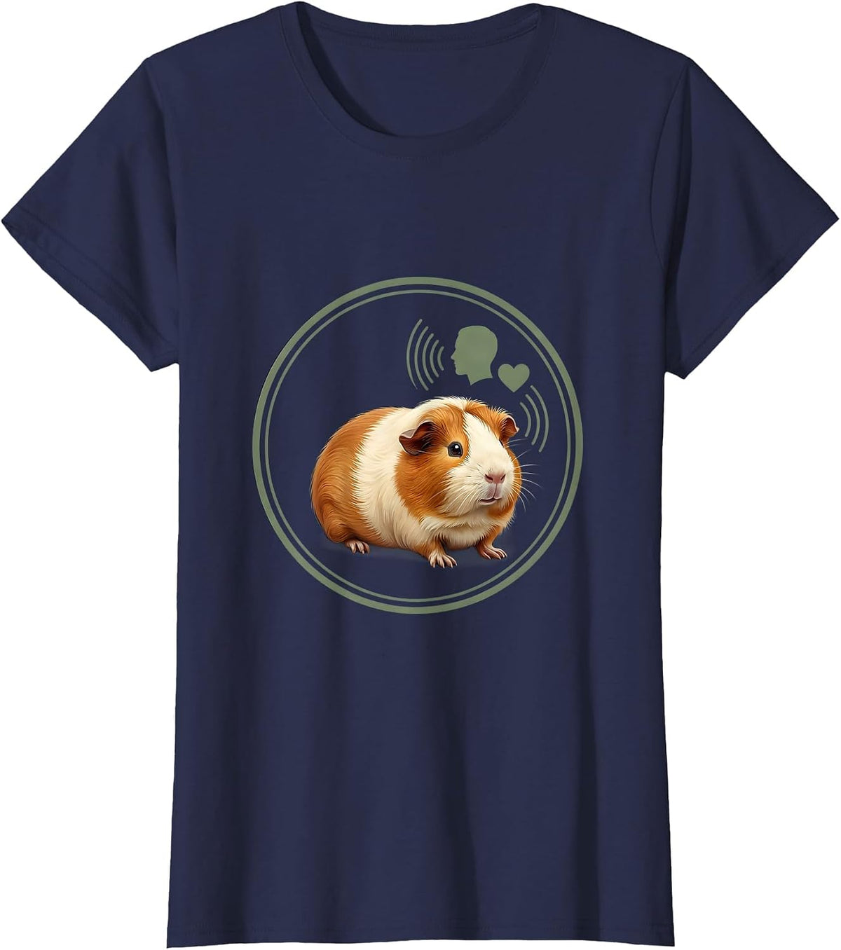 Women's Guinea Pig Emblem Pet Lover Funny Animal Humor T-Shirt - Navy Blue