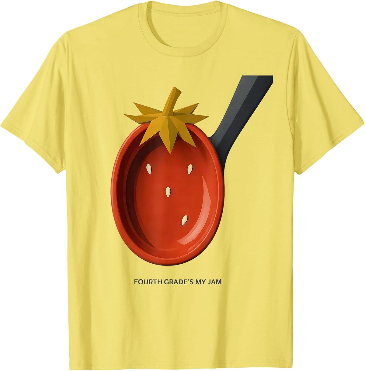 Men's Fourth Grade's My Jam Midcentury Modern Strawberry Back T-Shirt - Lemon Yellow