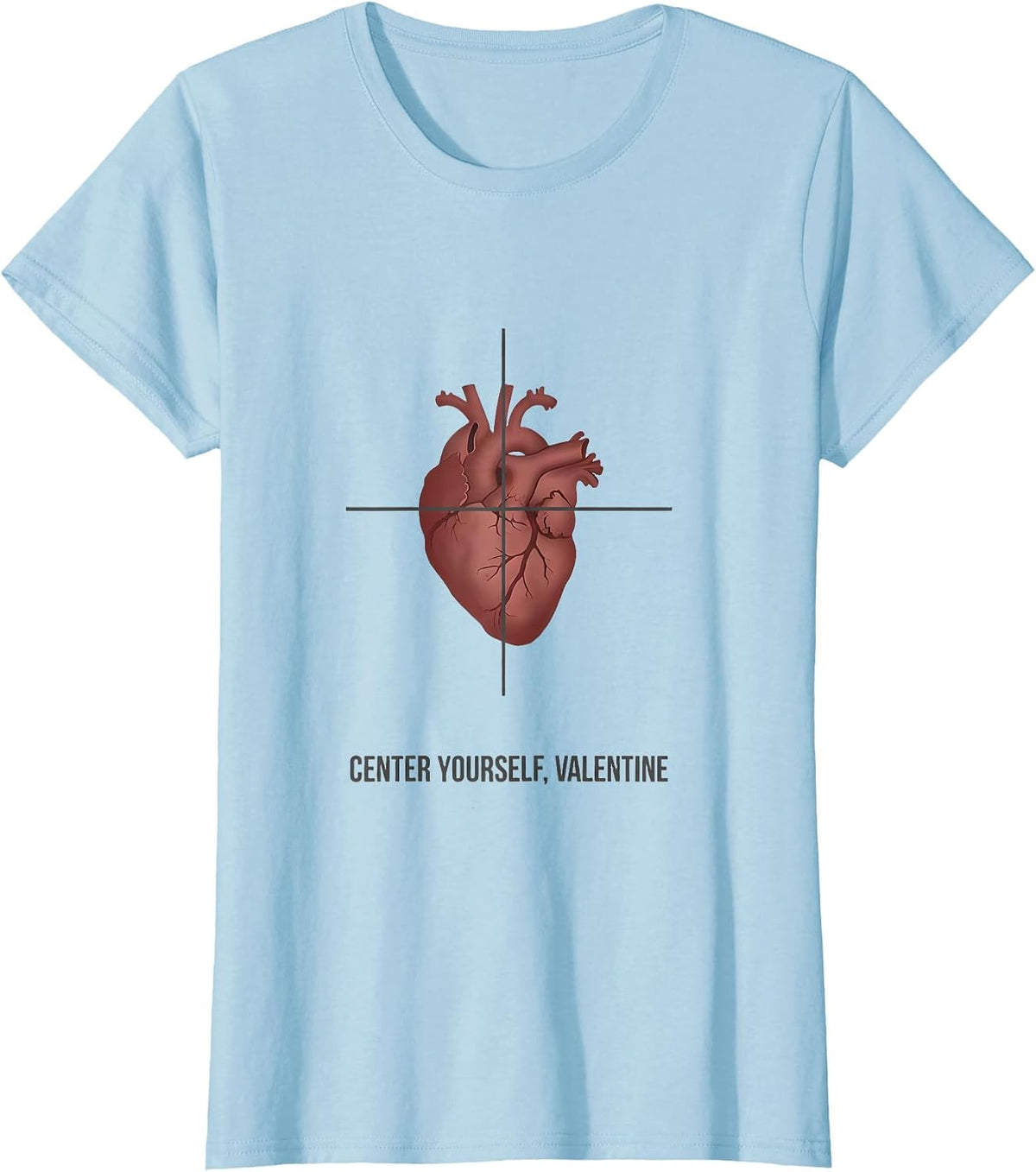 Center Yourself Valentine Funny Radiology Tech Skeleton T-Shirt - Baby Blue