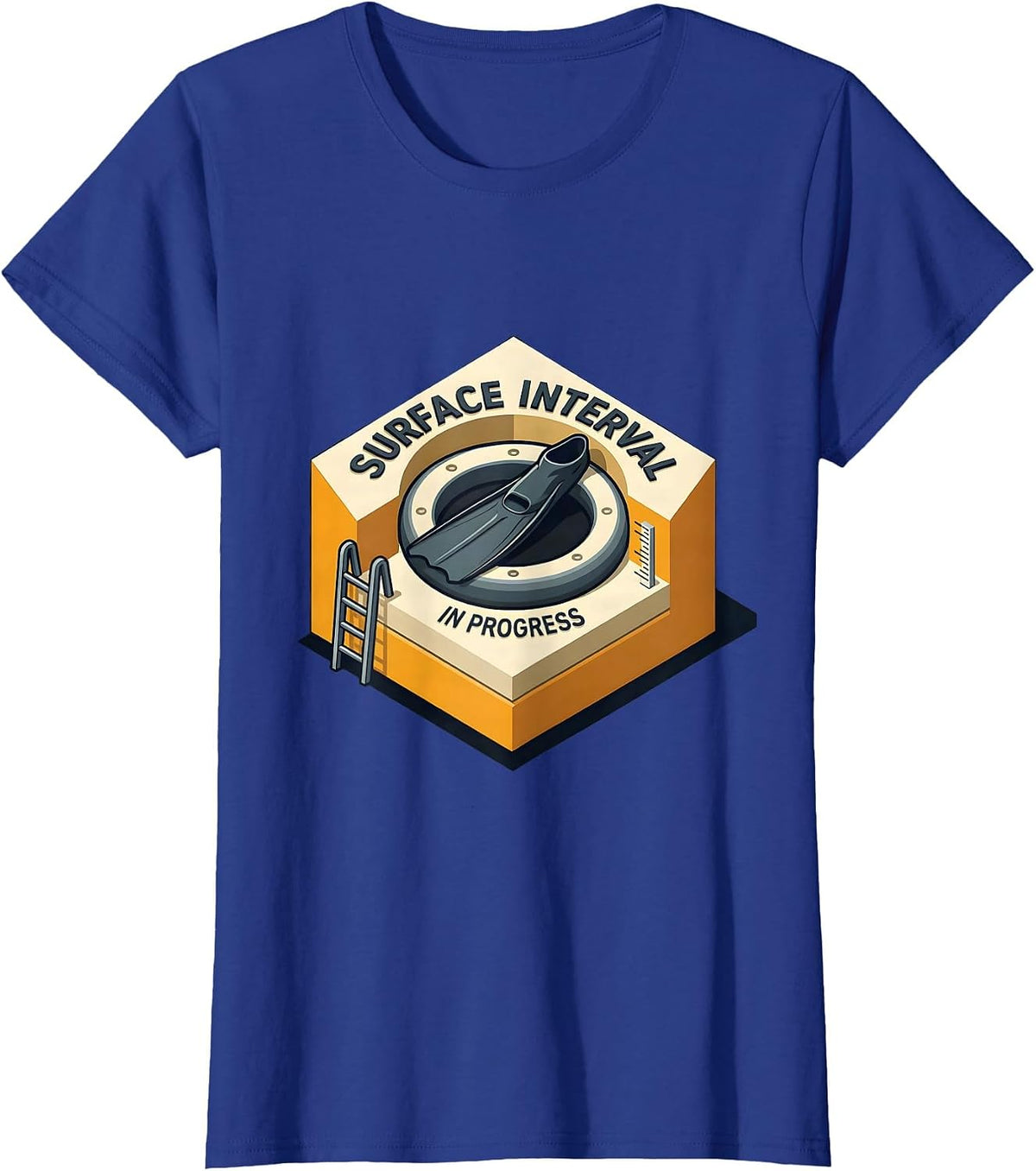 Women's Surface Interval In Progress Funny Scuba Diver Humor T-Shirt - Royal Blue