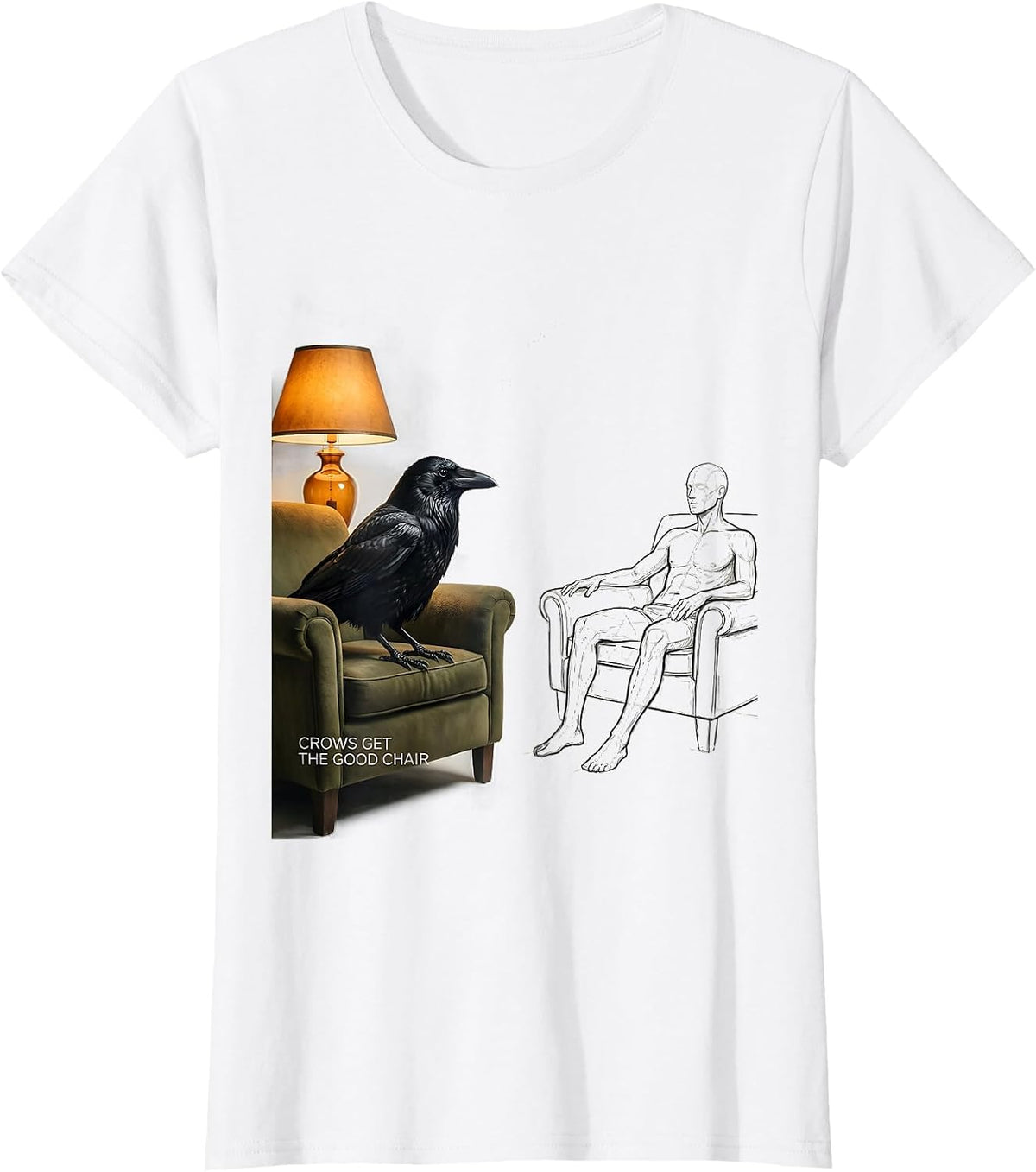 Women's Crows Get The Good Chair Funny Crow Lover Dark Humor Gothic T-Shirt - White