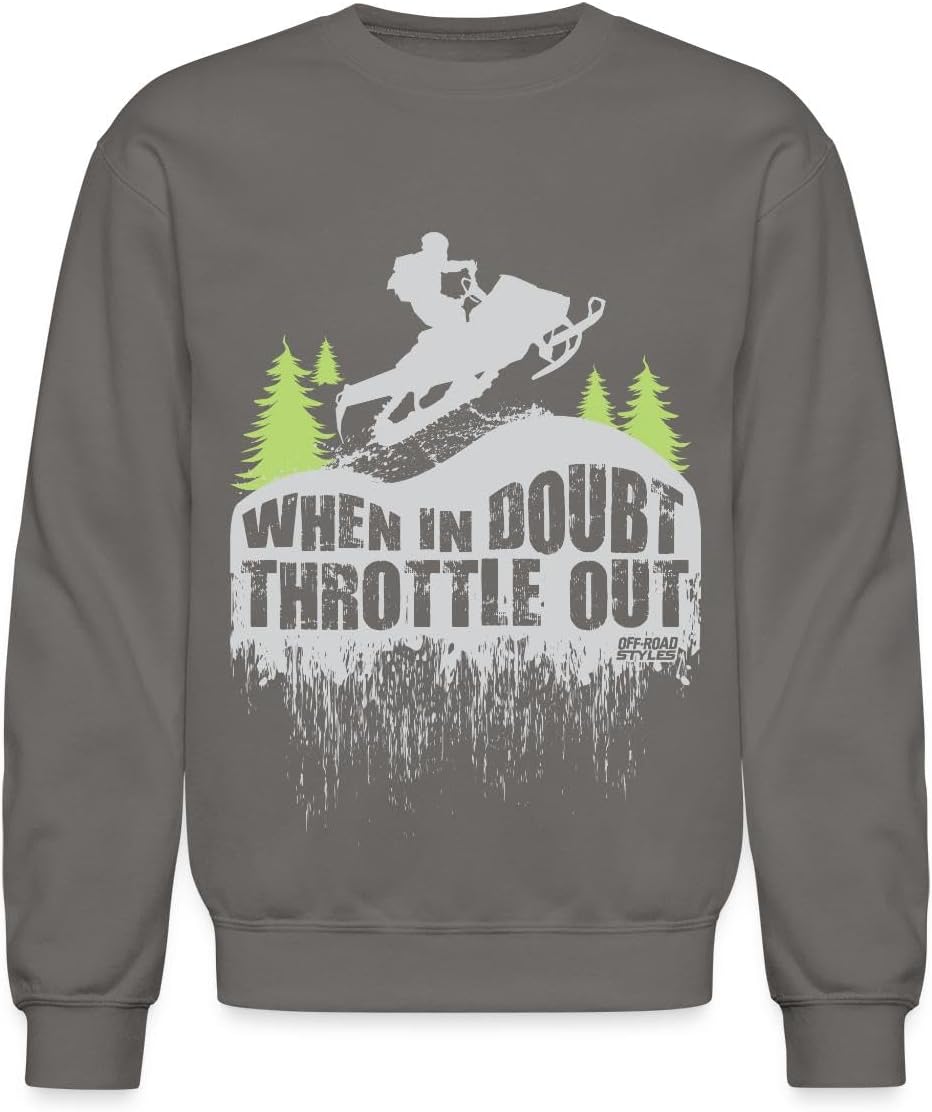 Snowmobile Throttle Out Crewneck Sweatshirt - Asphalt Gray