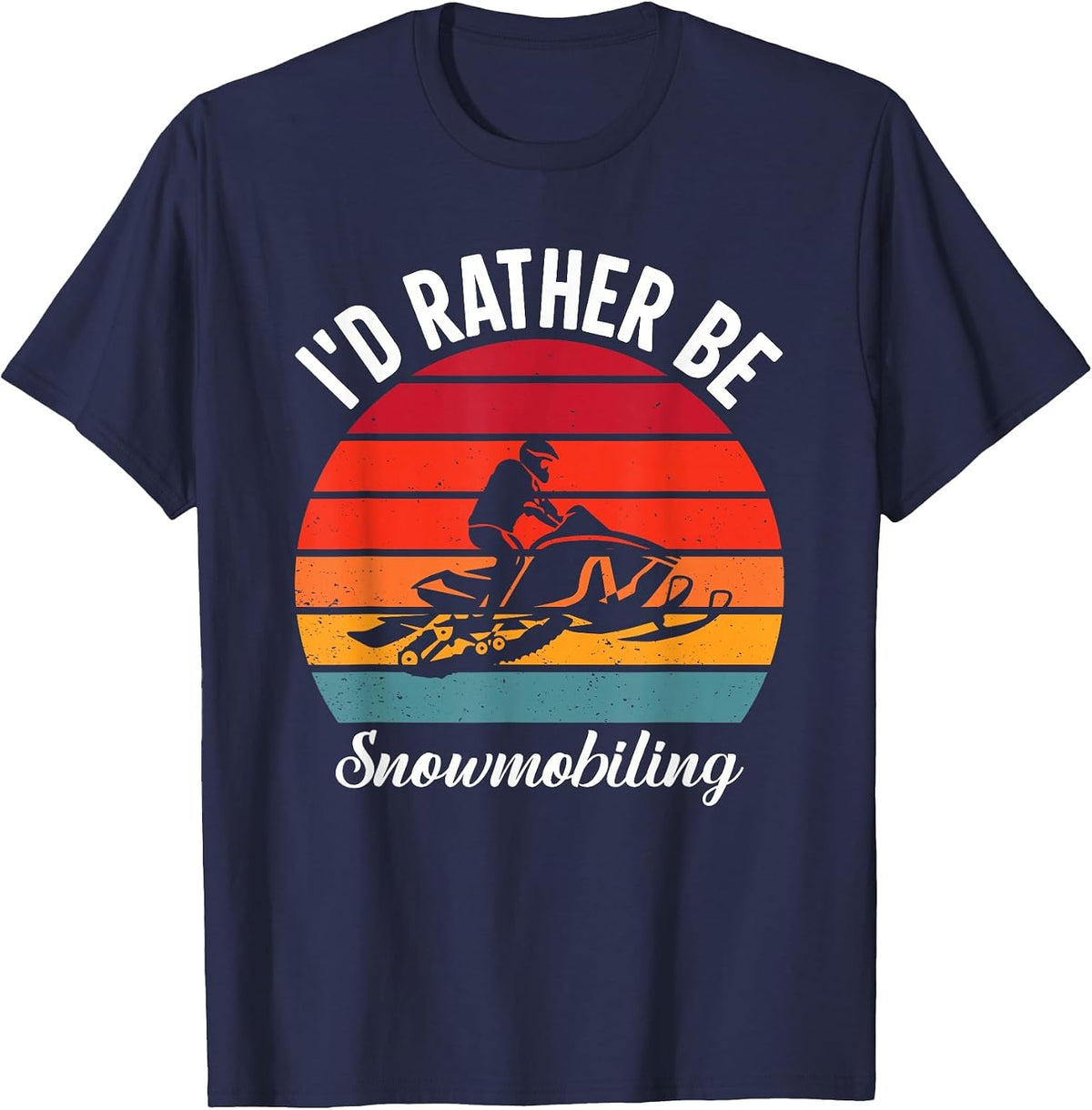 Funny Snowmobile Art for Men Women Snow Mobile Snowmobiling T-Shirt - Navy Blue