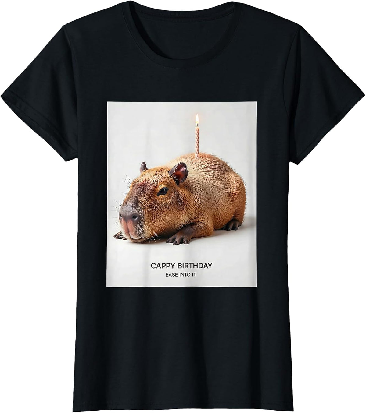 Cappy Birthday Ease Into It Cute Capybara Birthday Humor T-Shirt - Black