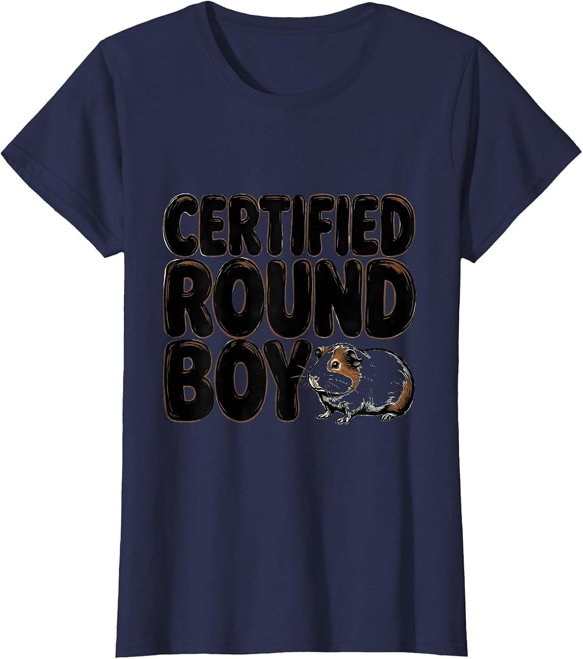 Women's Certified Round Boy Funny Guinea Pig Lover Pet Owner Humor T-Shirt - Navy Blue