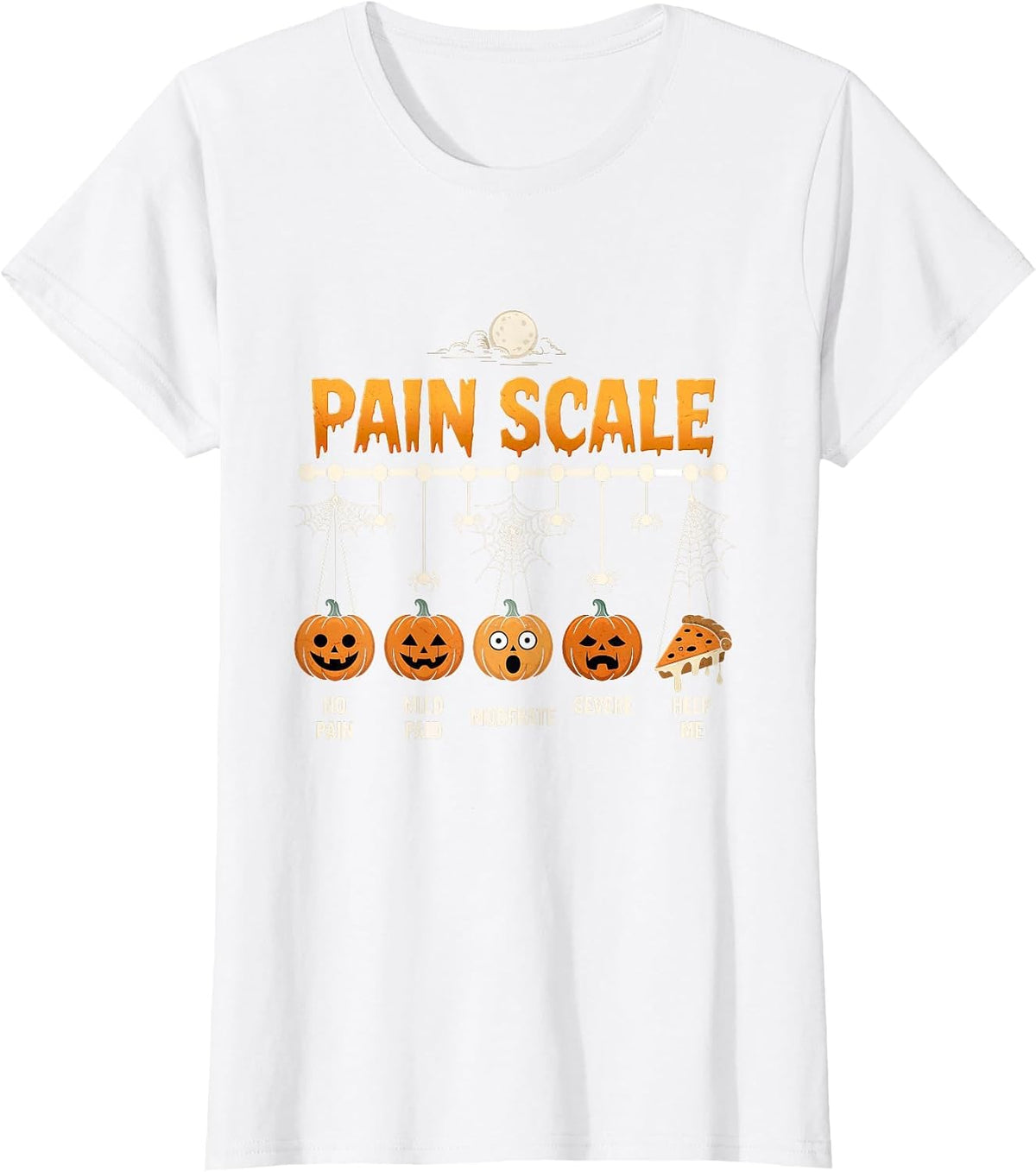 Halloween Pain Scale Pumpkin Trauma Nurse Triage Medical T-Shirt - White