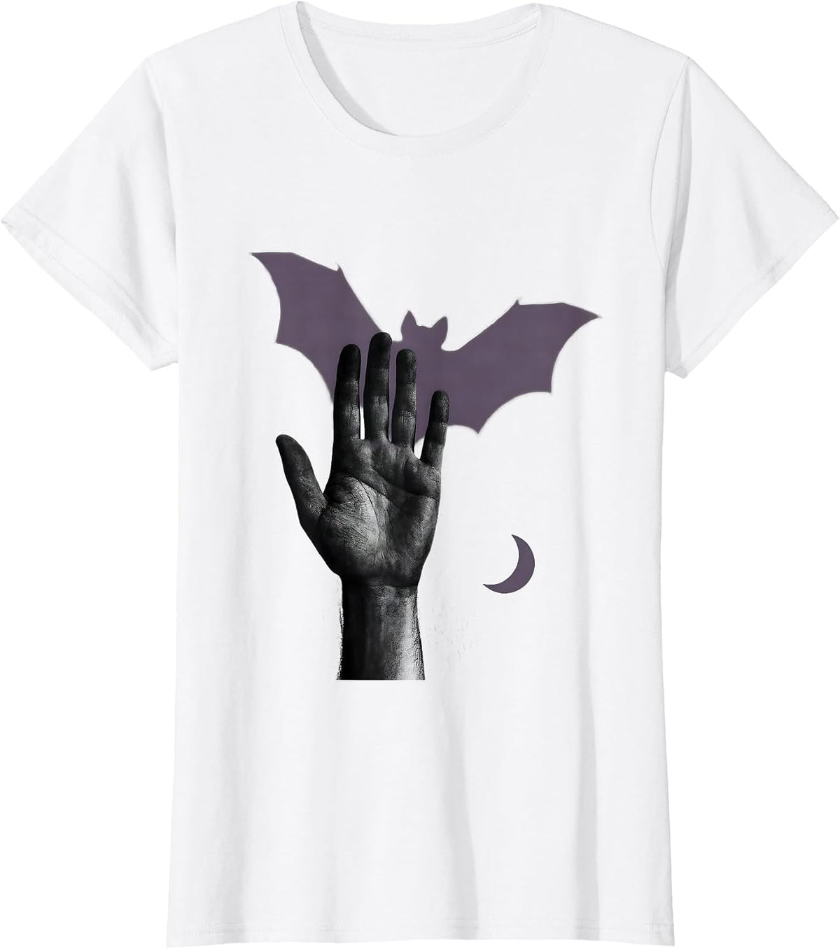 Raised Hand Bat Shadow Halloween Radiology Tech Humor T-Shirt - White