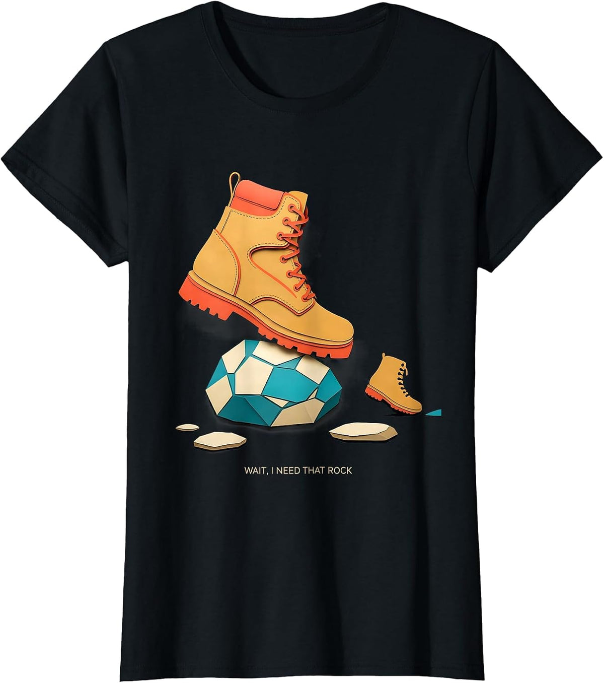 Women's Wait I Need That Rock Funny Rock Collector Geology T-Shirt - Black
