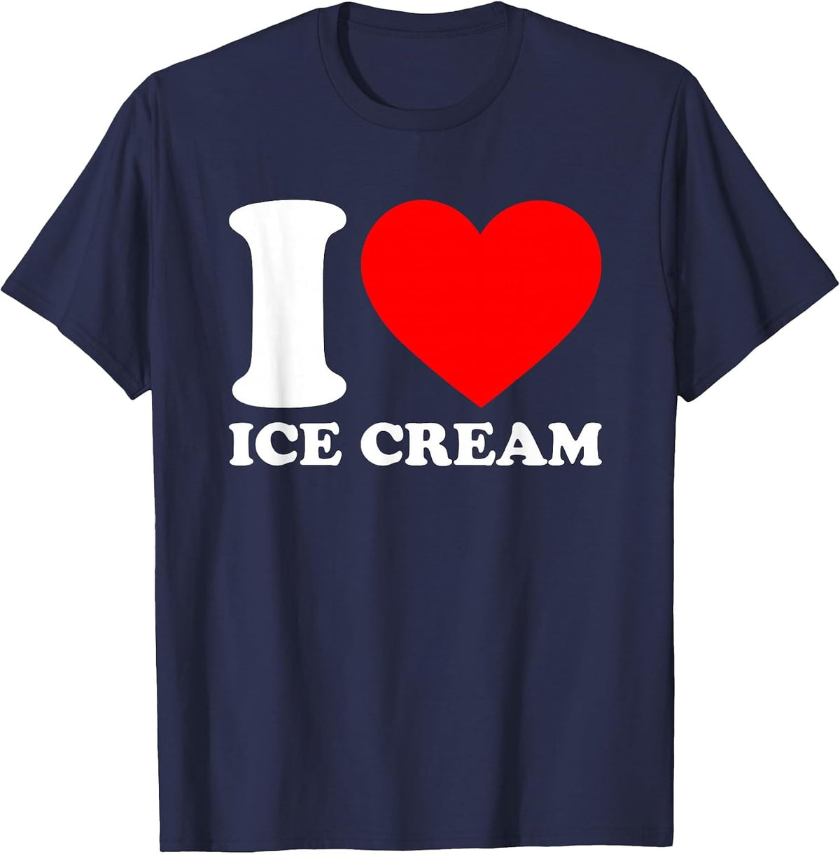 I Love Ice Cream, I Heart Ice Cream T-Shirt - Navy Blue