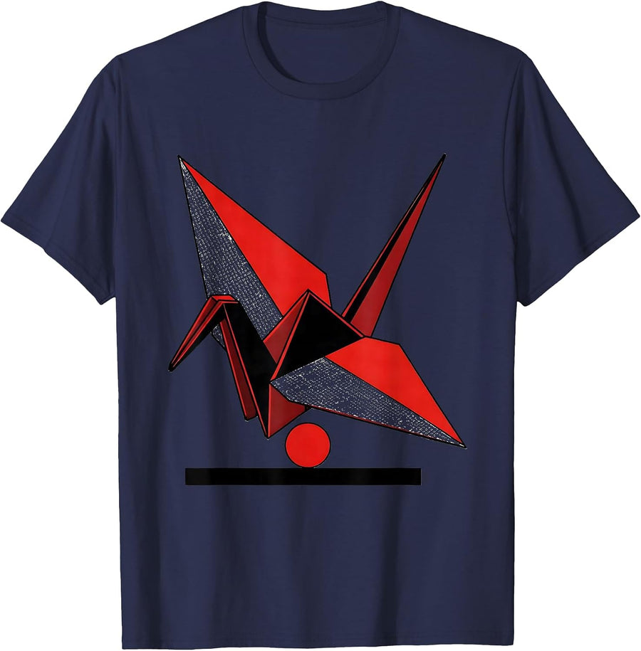Origami Crane Graph Paper Math Teacher Gift T-Shirt - Navy Blue