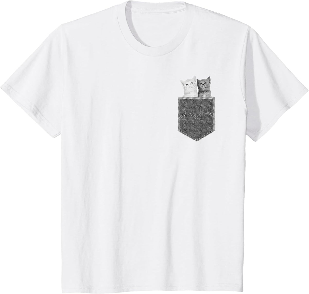 Pocket Cat - Funny Peeking Pet Cute Kitten Animal T-Shirt - White