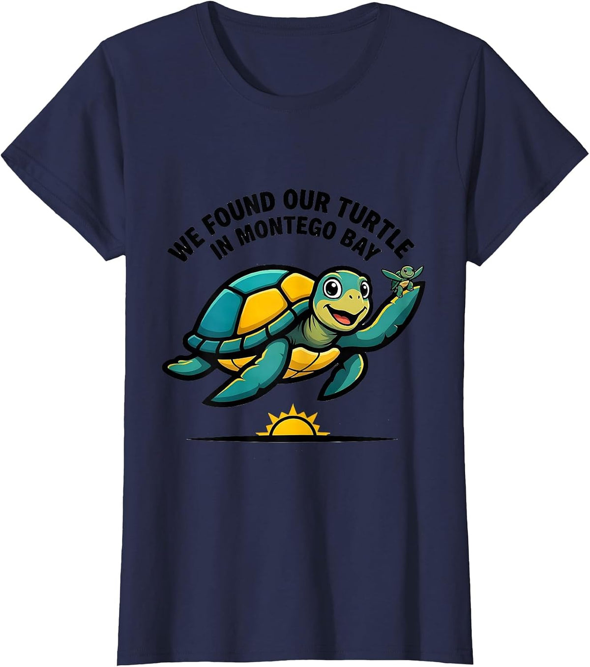 Women's We Found Our Turtle In Montego Bay Vacation Souvenir Sea T-Shirt - Navy Blue