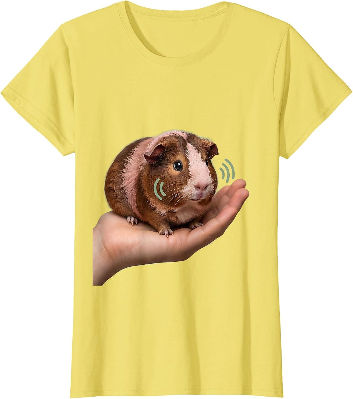 Women's Rounded Rosette Guinea Pig Cute Kawaii Pet Lover T-Shirt - Lemon Yellow