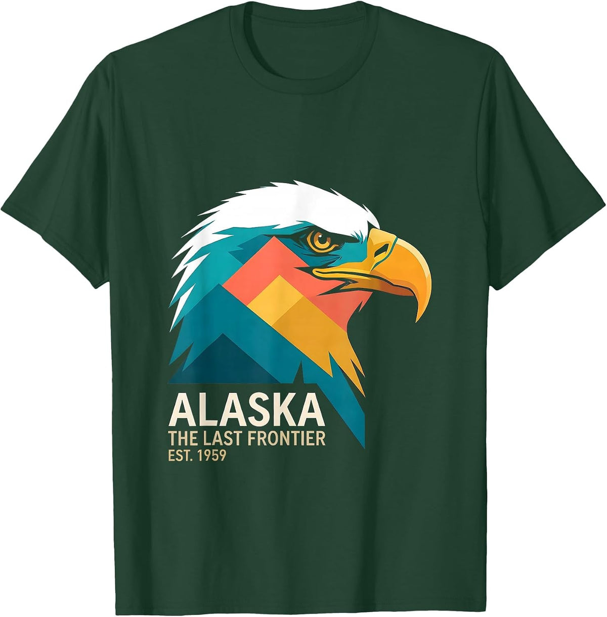 Men's Alaska The Last Frontier Est. 1959 Bald Eagle State Pride T-Shirt - Dark Green