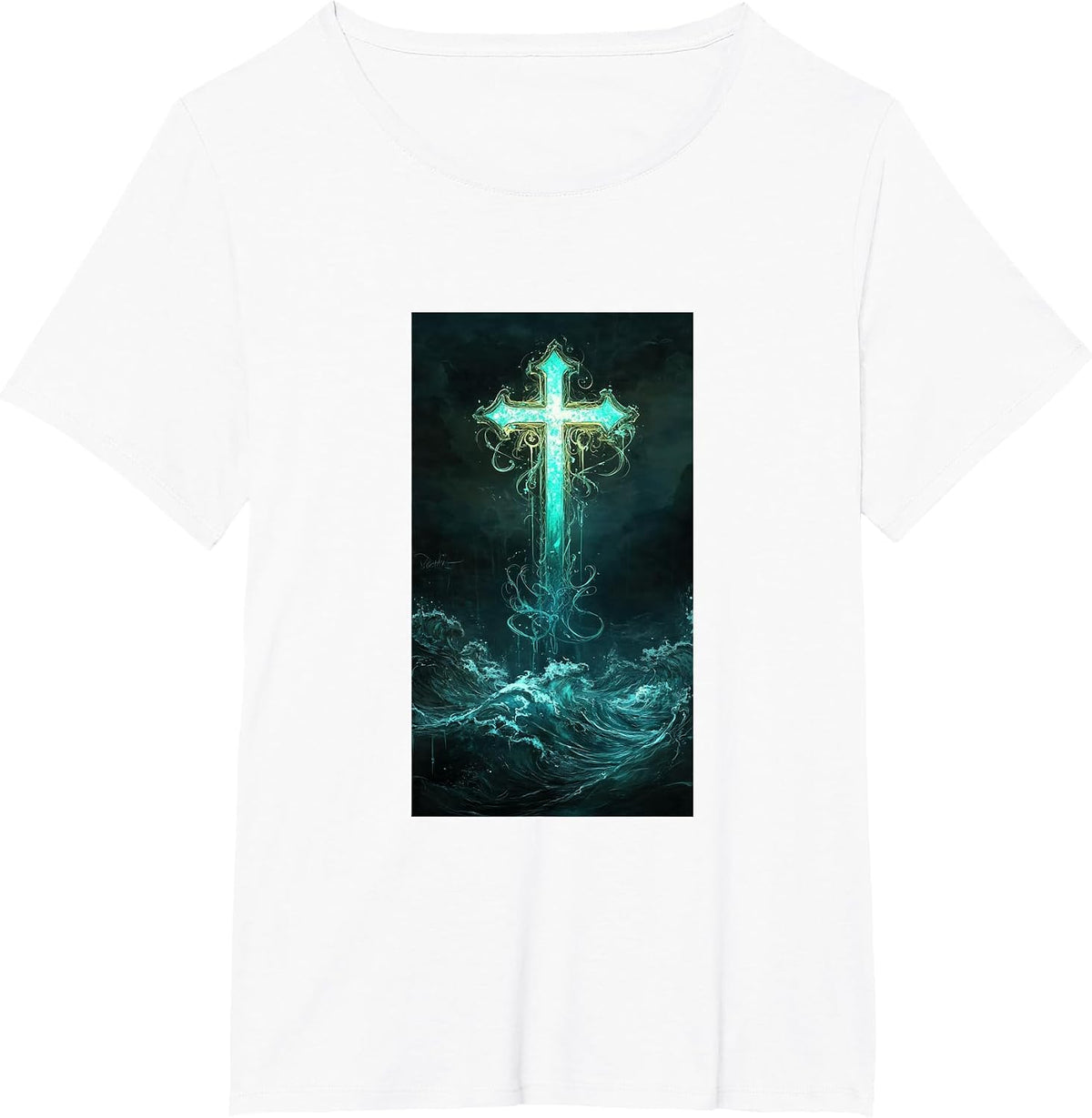 Gothic Cross Grunge Aesthetic Y2k Goth Christian T-Shirt - White
