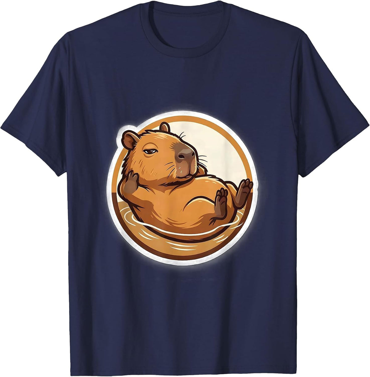 Capybara Sticker Funny Animal Meme Humor T-Shirt - Navy Blue