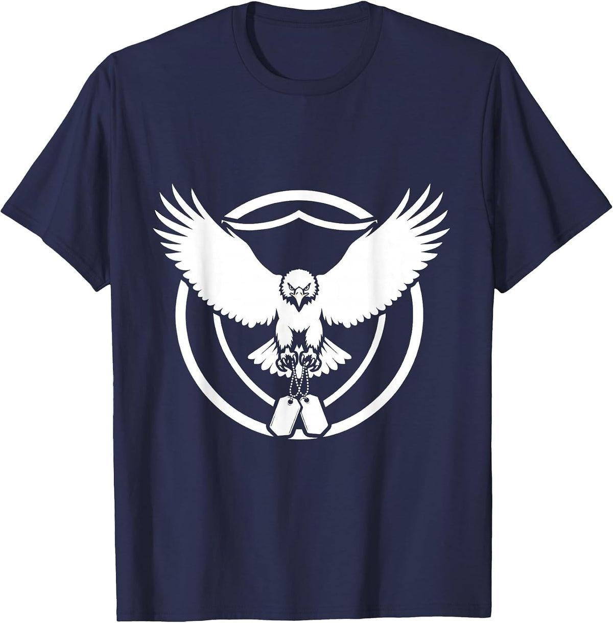Men's Eagle Clutching Dog Tags Patriotic Graphic T-Shirt - Navy Blue