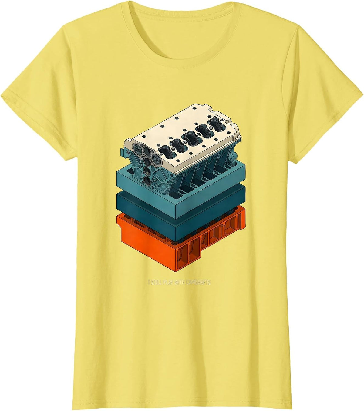 Women's I Still Play With Camshafts Funny Mechanic Car Engine Humor T-Shirt - Lemon Yellow