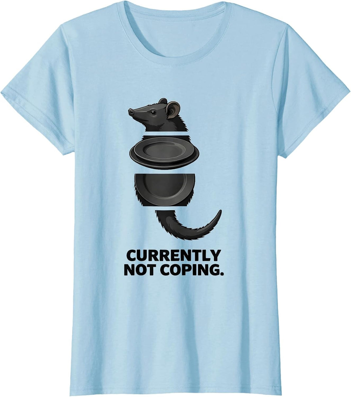 Currently Not Coping Funny Opossum Meme Wildlife Humor T-Shirt - Baby Blue